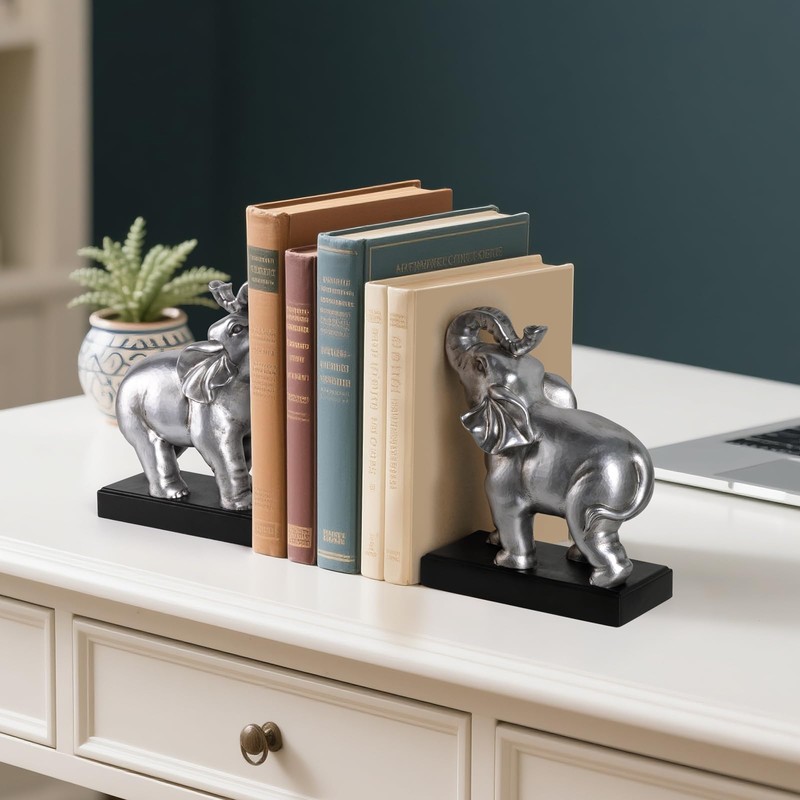MXARLTR Elephant Book Ends Decorative, Bookends for Shelves, Book Ends