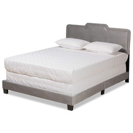 Baxton Studio Benjen Beds (Box Spring Required), Queen, Grey/Black