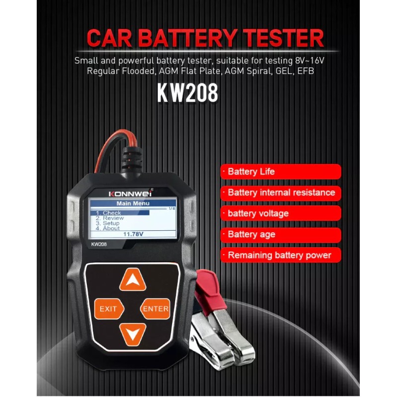 KONNWEI 12V Battery Health Analyzer Battery Tester Load Charging Cranking