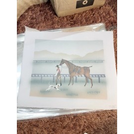 Walking With A Horse And A Dog On The Farm Painting On Canvas 11.5x13.75 8x10