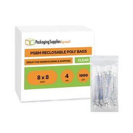 Zipper Bags 8" x 8" 4 Mil Clear Heavy Duty Baggies 8x8 Resealable Poly Bags 1000 Count