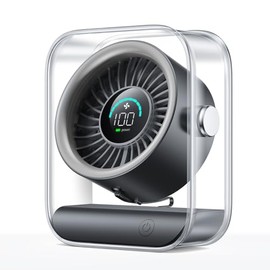 Rechargeable USB Desk Fan, Quiet Table Fan with Turbo Airflow, 100 Speeds, Digital Display, 90° Rotating, Small Battery Desktop Fans for Bedroom Home Office Travel, Black