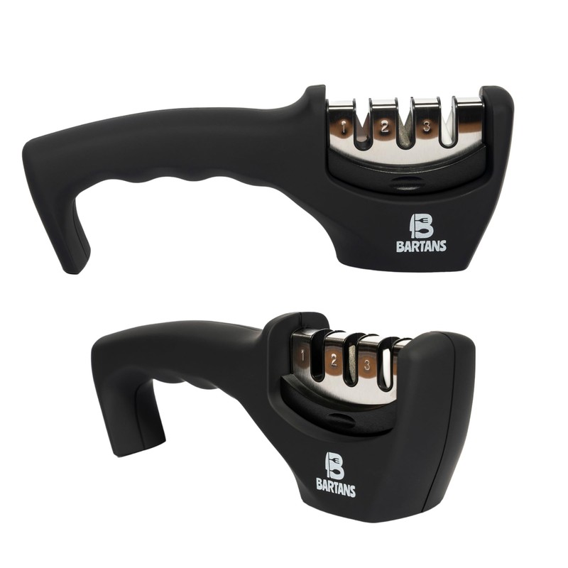 BARTANS 4-in-1 Knife Sharpening Tools with Ergonomic Grip, Non-Slip Base