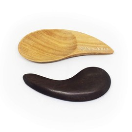 KingdomOfSmile Pack 2 Waterdrop, Waterdrop Spoon-Shape Gua Sha Scraping Massage Tool Body for Face Guasha Schima Tembusu Wooden Massagers Neck and Back Thai Set