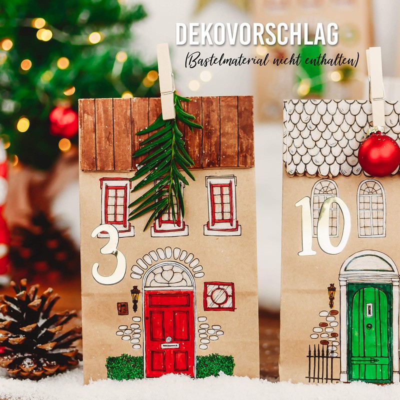 Papierdrachen 24 Advent Calendar Number Stickers - Gold | Number