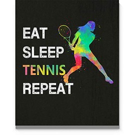 Eat Sleep Tennis Repeat Wall Art, 11x14 inch Print, Great Gift Idea for Girl Tennis Players, Coach, Tennis Umpire and Tennis Fans
