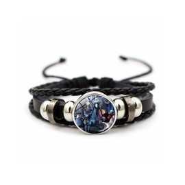 IMINI Jack and Sally Nightmare Before Christmas Beaded Adjustable Hand Woven Leather Bracelet Braided Inspired Couple Matching Bracelets Promise Jewelry Gifts for Women Men Lover (Style 21)