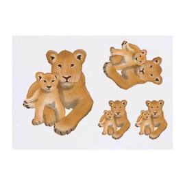 4 x 'Lioness and Cub' Temporary Tattoos - Water Resistant, Skin-Safe, Non-Toxic Transfers, Mixed Sizes (TO00085128)