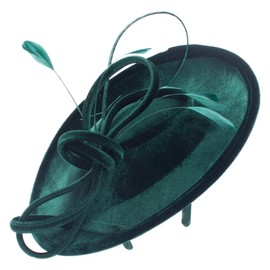 Lawliet Elegant Womens Loop Velvet Wedding Occasion Church Fascinator Headpiece Hat A624(Dark Green)