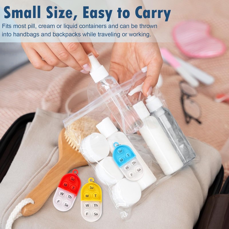 6 Pack Medication Pill Tracker Pill Reminder with Ties Reusable