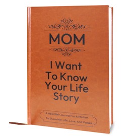 XKFCFC Gifts for Mom- Mom I Want to Know Your Life Story: Leather Bound Hardback For Birthday Mother‘s Day Gift Hear Mom's Story, 100GSM Paper A Mother’s Guided Journal To Share Her Life & Her Love