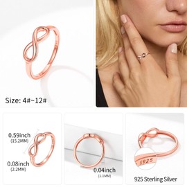 ChicSilver Silver Ring for Women Girls Infinity Finger Ring with Cubic Zirconia Heart Ring Promise Wedding Ring Engagement Ring Friendship Ring in Silver/Rose Gold, Sterling silver, cubic zirconia