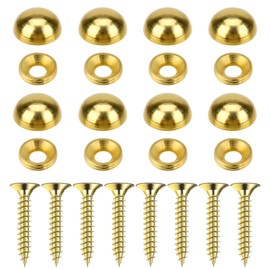 8Pcs Pure Brass Decorative Screws with Caps Mirror Fixing Screw Covers Gold Decorative Bolts Upholstery Tacks Self-Tapping Screws for Furnitures, Paintings, Eyeglasses, Mirrors Fixing and Repairing