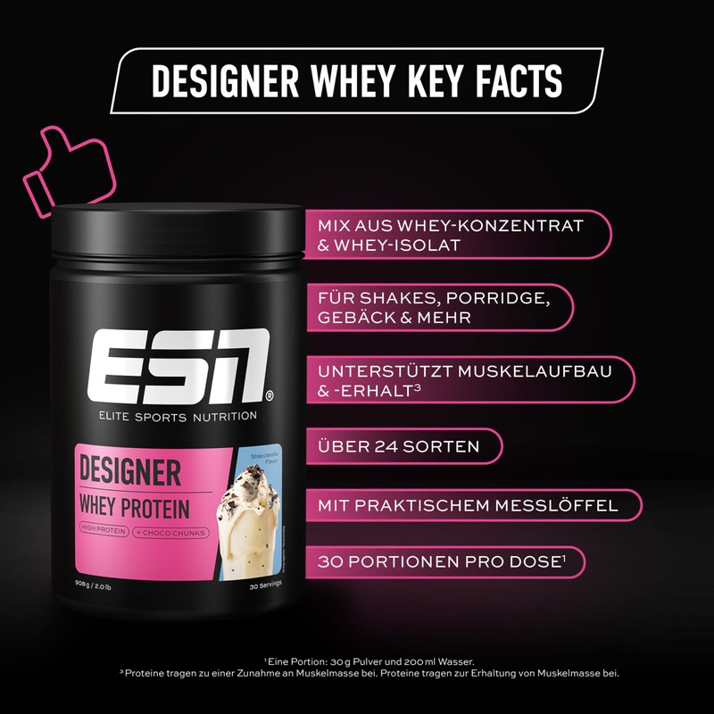 ESN Designer Whey Protein Powder, Stracciatella, 908 g