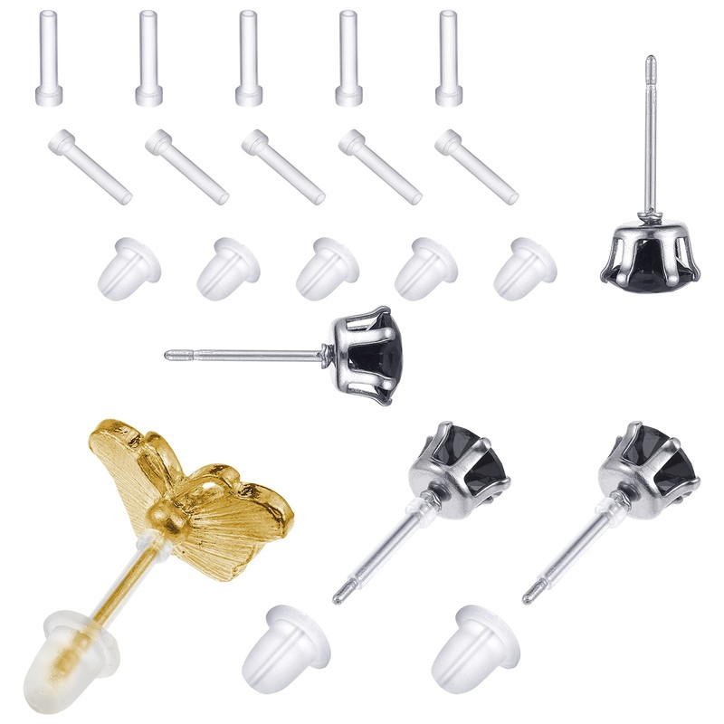 MTLEE 100 Pieces Plastic Earrings Covers for Sensitive Ears, Clear
