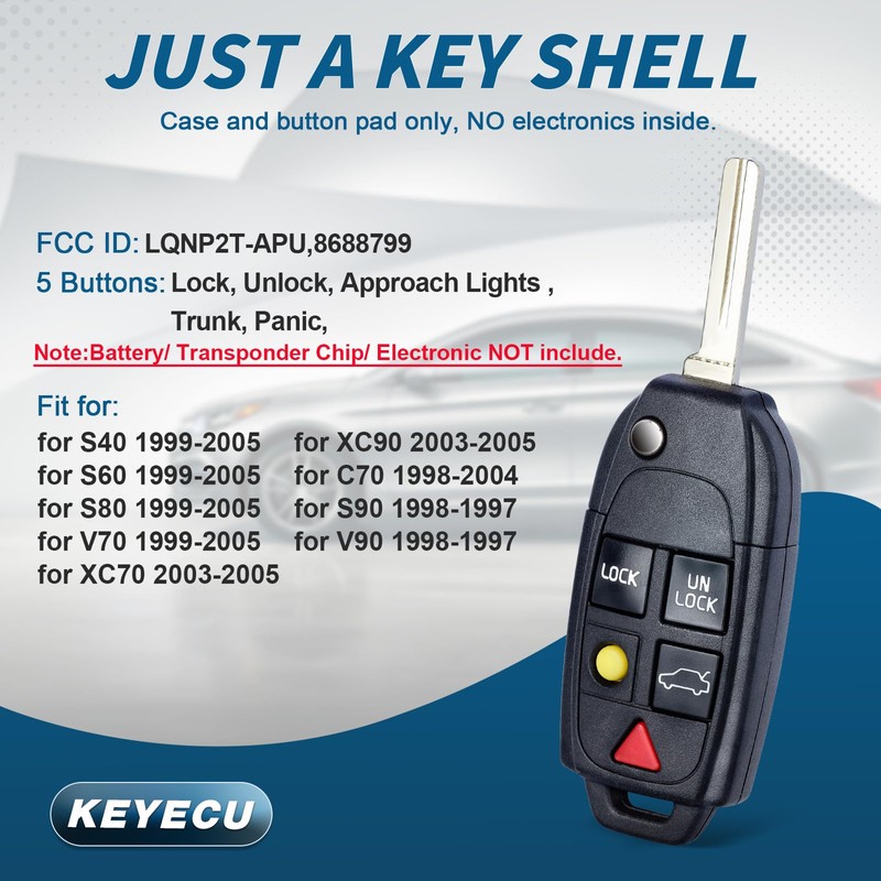 Keyecu Modified Flip Floding Remote Key Shell for S60 S70