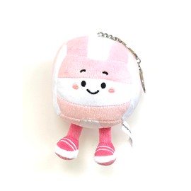 Pink and White Volleyball Smiley Plush Keychain, Sports Bag Charm, Volleyball Party Favor, DigPink volleyball