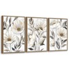yearainn Floral Framed Wall Art - Beige White Flower Canvas