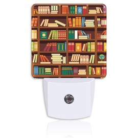Neidius Retro Bookshelf Plug Night Light,Funny Library Book Night Light Lamp Auto Sensor Energy Efficient Dusk to Dawn Lights for Girls Boys Women Room Decor,Hallway,Kitchen,Bathroom,Nursery,Stairs