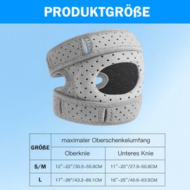 Jinfanshurich Verstellbare Wellneekniebandage mit 4 Punkt Stützsystem Atmungsaktive kniebandage für Sport, Fitness & Alltag, ideal bei Patellasehnenentzündung & Instabilität (2, Grau, Erwachsene)