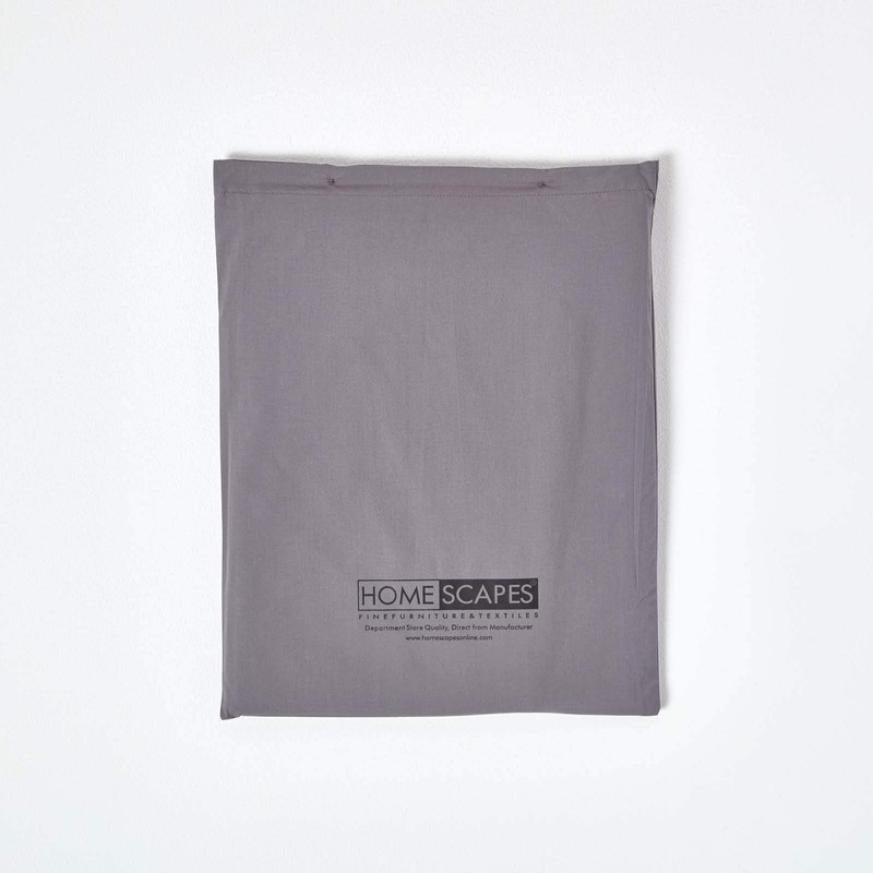 HOMESCAPES Dark Grey Deep Fitted Sheet (12”) King 200 TC