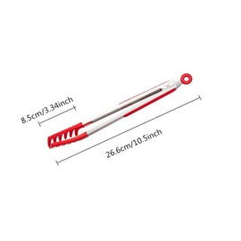 Red Stainless Steel Pasta Tong, Large 9" Stainless Steel Spaghetti Tongs, Comfortable Grip Design Pasta Server Utensil for Noodles Kitchen Cooking Baking Tools