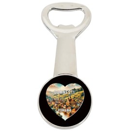 Domnesti Romania Travel Souvenir Destination Heart Shape Design Magnetic Bottle Opener Single