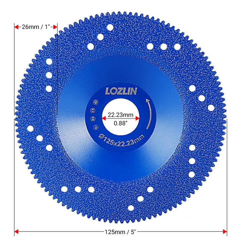 LOZLIN 2PCS 125mm Marble Brazing Bowl Grinding Blade Cutting Diamond