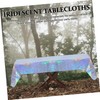 DOITOOL 4pcs Iridescent Plastic Tablecloths Holographic Foil Rectangle Covers Easy