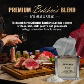 The French Farm Sea Salt Butcher Salt Box 17.64oz – Gourmet French Seasoning for Grilling, Smoking, and Cooking – All-Natural Handcrafted Sea Salt Blend for Meat, Veggies, Premium Culinary Salt. Chef Gift