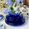 STPGoods Glass Dinner Plates - Set of 4, Blue Cobalt