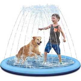 LATERN Alfombrilla de salpicaduras para niños y perros, 170 cm, alfombrilla de juego gruesa para aspersores de agua, antideslizante, juguete inflable