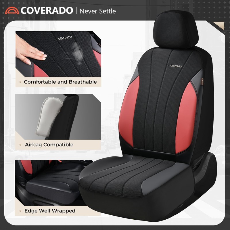 Coverado Seat Covers 2-Pack, Waterproof Car Seat Covers, PU Leather