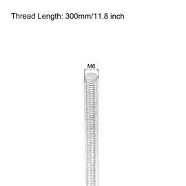 sourcing map Fully Threaded Rod M6 x 300mm 1mm Thread Pitch 304 Stainless Steel Right Hand Threaded Rods Bar Studs with Screws 4 Pack
