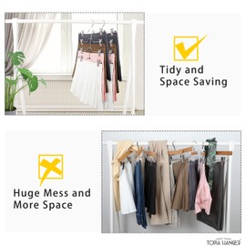 TOPIA HANGER 4 Tier Metal Skirt Hangers for Women, Pants Hanger Space Saving with Adjustable Clips, Gain 70% More Space, Non Slip Grip for Slacks, Trousers, Shorts, Jeans, Towels, Pink, 3-Pack, CT24P