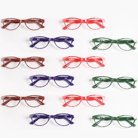 Gr8Sight 12 Pack Women's Cat-Eye Reading Glasses with Polka Dot Design Stylish Readers +1.75