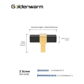 goldenwarm 25 Pack Cabinet Knobs Black and Gold Kitchen Cabinet Knobs Round Drawer Pulls for Bathroom Kitchen Bedroom, Zinc Alloy