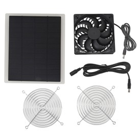 Solar Panel Fan 10W Exhaust Fan Dual Layer Metal Shell Coated Panel Long Cable Vent Fan for Greenhouse Coops RVs Pet House