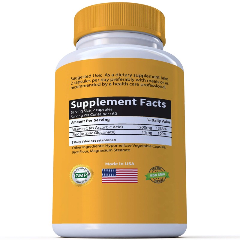 High Dose Extra Strength 1200mg Vitamin C + Zinc Complex