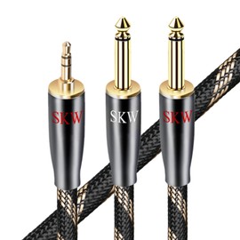 SKW 3.5mm Jack 1/8" to Dual 6.35mm 1/4" Mono Y Splitter Ultra-high Purity Copper Instrument Cable Supports for Phone, Computer, Mixer, Amplifier 3.2ft/1M