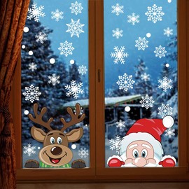 CCINEE 075 Christmas Electrostatic Sticker, Wall Sticker, Window Sticker, Snow, Santa, Christmas Tree, Reindeer, Merry Christmas Sticker