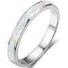 Stainless Steel Fire Opal Inaly Half Eternity Wedding Band Ring