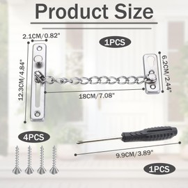 6 Pieces Door Chain No Drilling, Stainless Steel Door Chain, Abus Door Chain, Front Door, Door Chain Lock, Security Chain, Door Chain, Door Chain, Interior Door Chain, Front Door, for Home, Hotel,