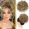 PEACOCO Messy Bun Short Curly Ponytail Extension Elastic Drawstring Loose
