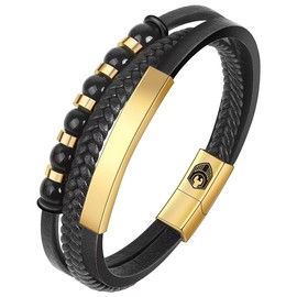 Handmade Lederarmband Herren Armband Herren Männer Leder mit Edelstahl Magnetverschluss Geflochten Armband für Männer und Idee Geschenke