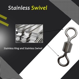 Atibin Heavy Duty Fishing Swivels Freshwater Saltwater Copper Barrel Swivels Rolling Connector Stainless Swivel Fishing Lure Black Nickel, 50pcs, 48lbs