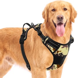 BARKBAY No Pull Dog Harness Large Step in Reflective Dog Harness with Front Clip and Easy Control Handle for Walking Training Running(Desert camo,L)