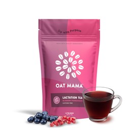 Oat Mama Lactation Tea for Breastfeeding Moms - Blueberry Pomegranate | Breastfeeding Essentials for Milk Supply Increase | Organic Lactation Support & Postpartum Recovery