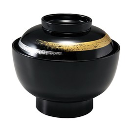 Fukui Craft 33710920 Heat Resistant Zoni Bowl, Black Kasuri