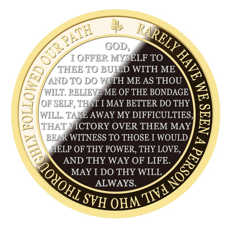 Silver & Gold 1-10 Years Alcoholics Anonymous Medallion AA Coin